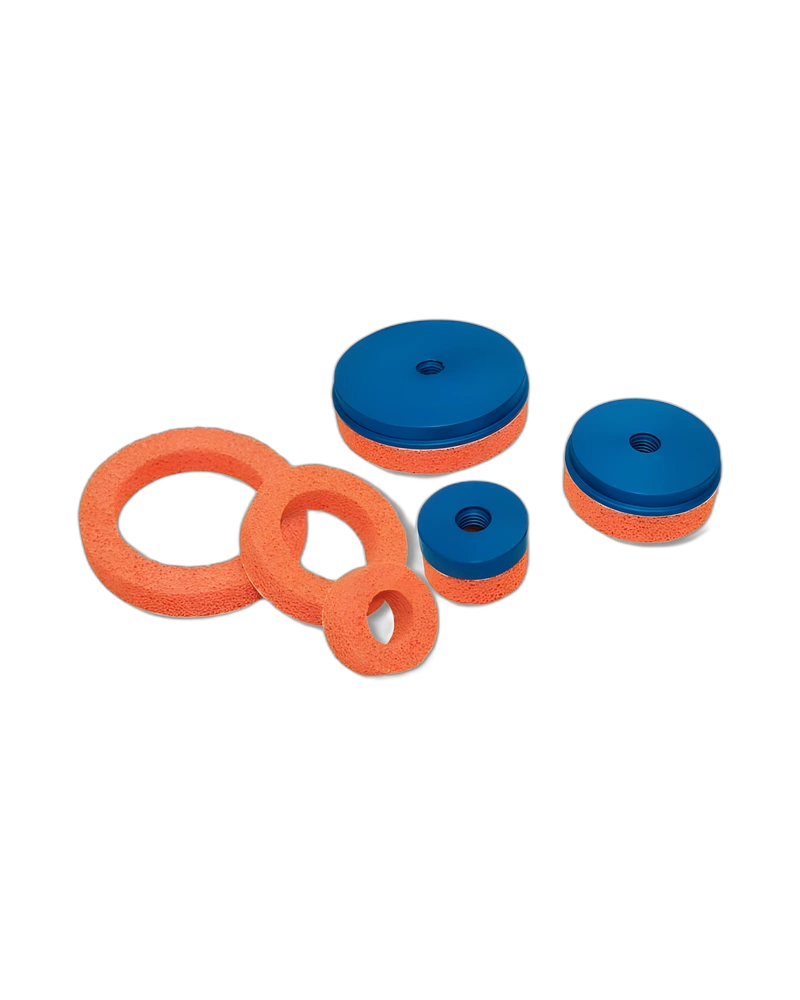 Round flat foam rubber vacuum cups with supports